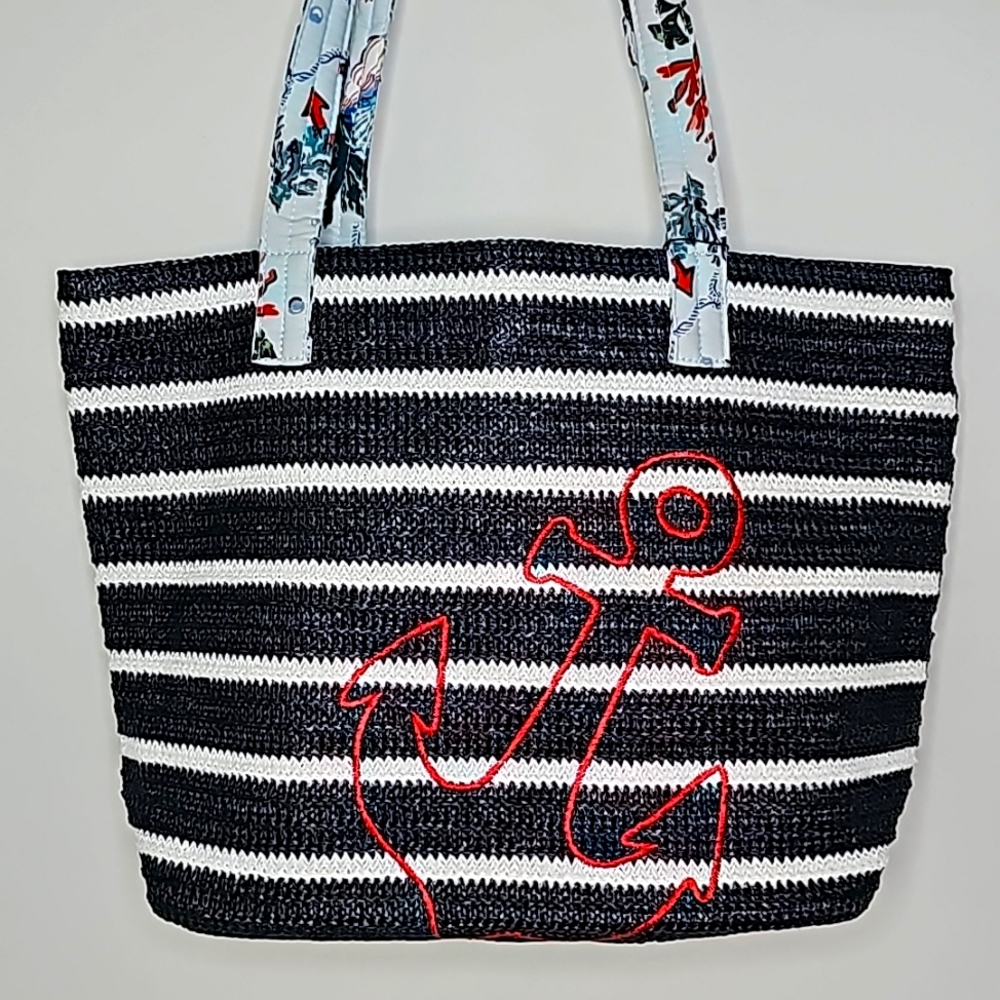💰NWT! VERA BRADLEY ▪︎ STRAW BEACH TOTE BAG ▪︎ ANCHORS AWEIGH